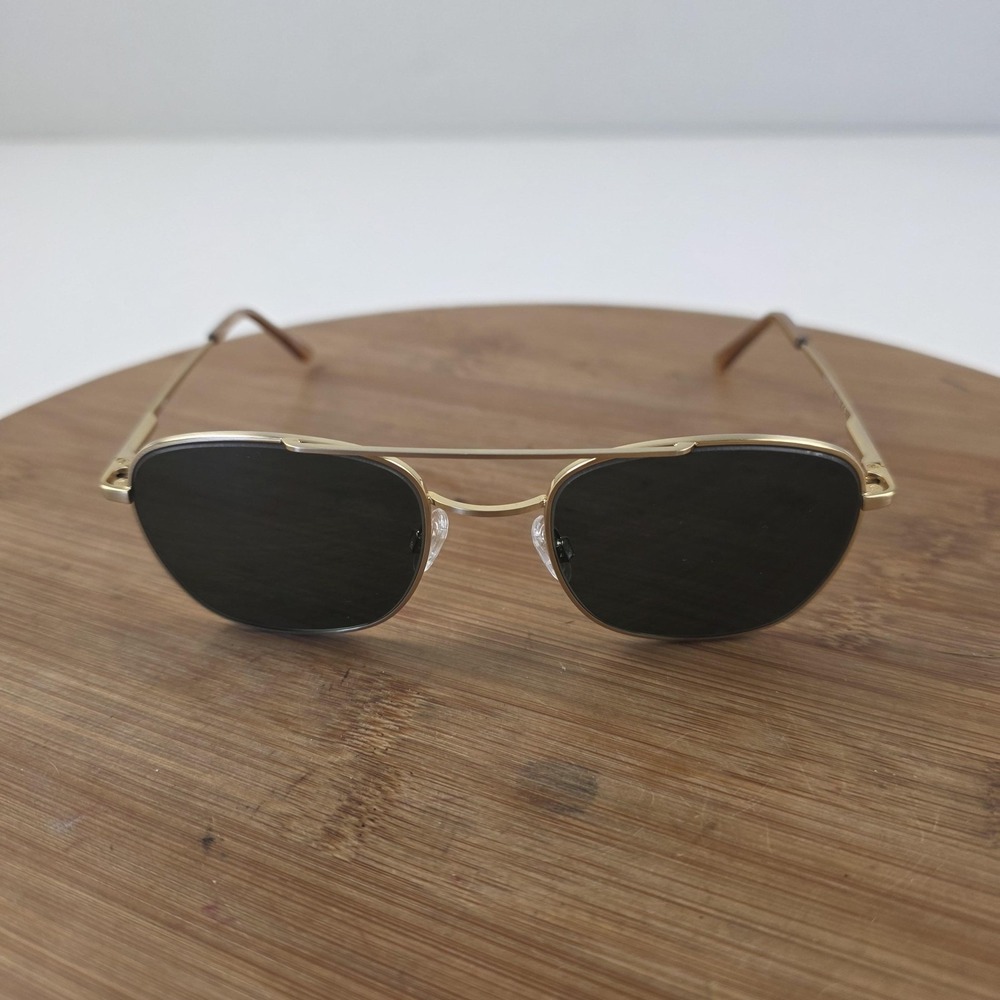 Randolph Sunglasses Mens 55-21-145 Gold Gray Square Metal Frame Japan Adjustable